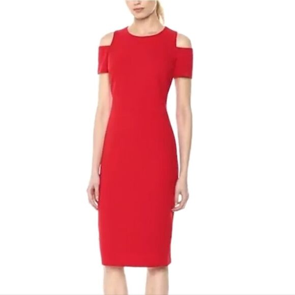 BRAND NEW CALVIN KLEIN COLD SHOULDER FITTED DRESS G1 - Picture 1 of 13